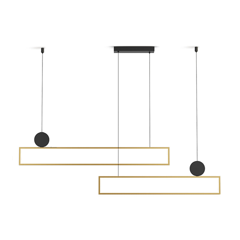 Rectangle Shape Island Lights Modern Style Metal Island Lighting in Gold