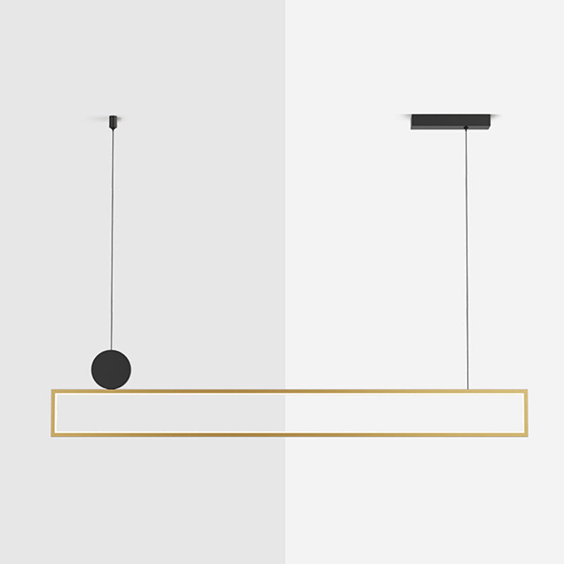 Rectangle Shape Island Lights Modern Style Metal Island Lighting in Gold