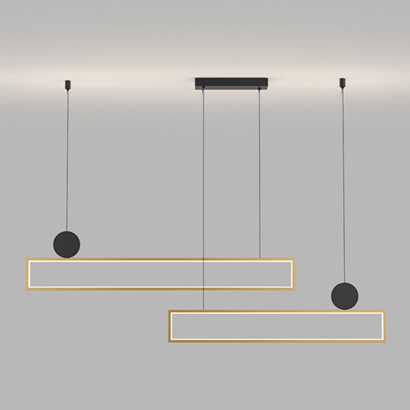 Rectangle Shape Island Lights Modern Style Metal Island Lighting in Gold