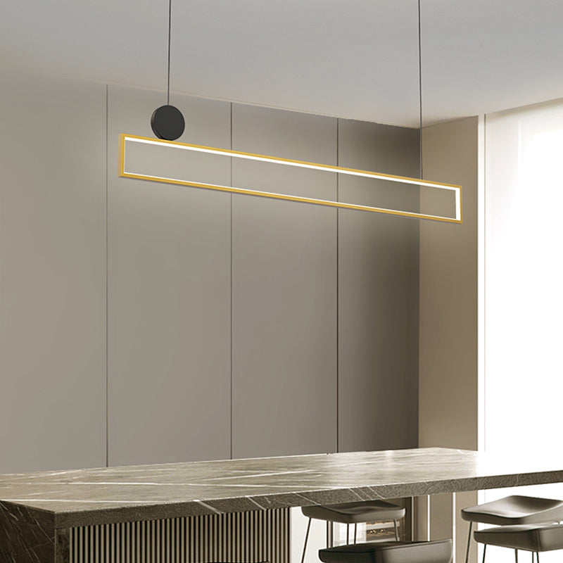 Rectangle Shape Island Lights Modern Style Metal Island Lighting in Gold