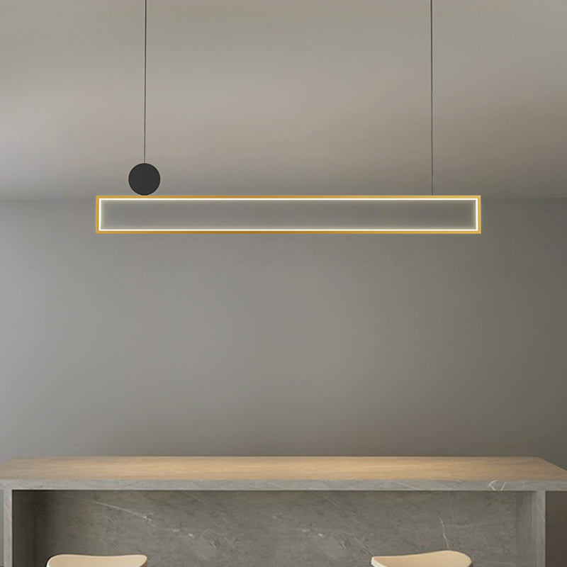 Rectangle Shape Island Lights Modern Style Metal Island Lighting in Gold