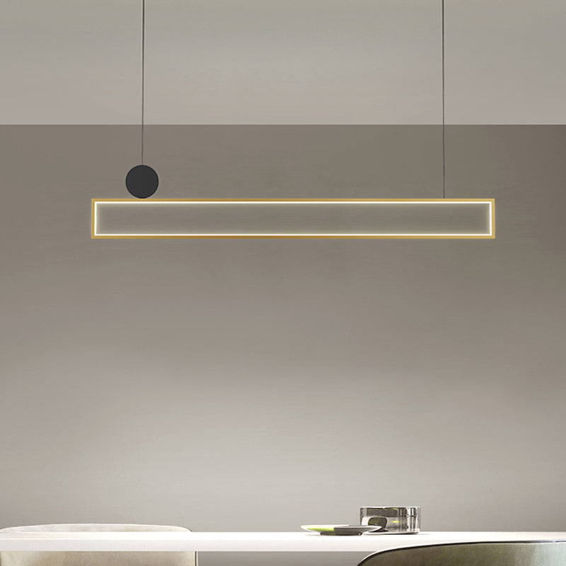 Rectangle Shape Island Lights Modern Style Metal Island Lighting in Gold