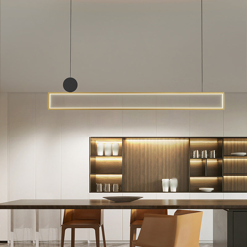 Rectangle Shape Island Lights Modern Style Metal Island Lighting in Gold