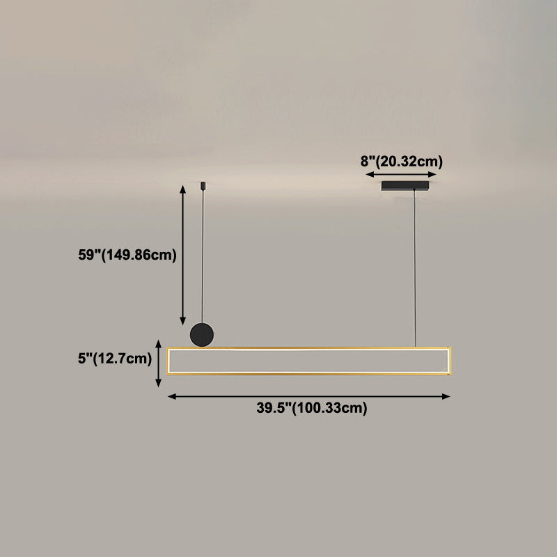 Rechteck Form Island Lichter moderne Metallinselbeleuchtung in Gold