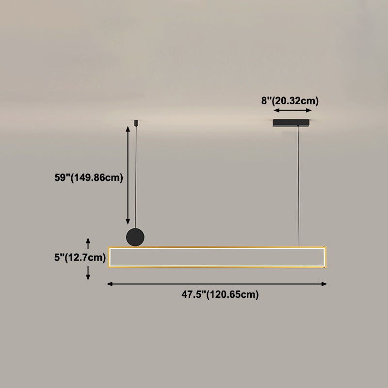 Rechteck Form Island Lichter moderne Metallinselbeleuchtung in Gold