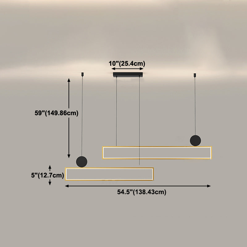 Rechteck Form Island Lichter moderne Metallinselbeleuchtung in Gold