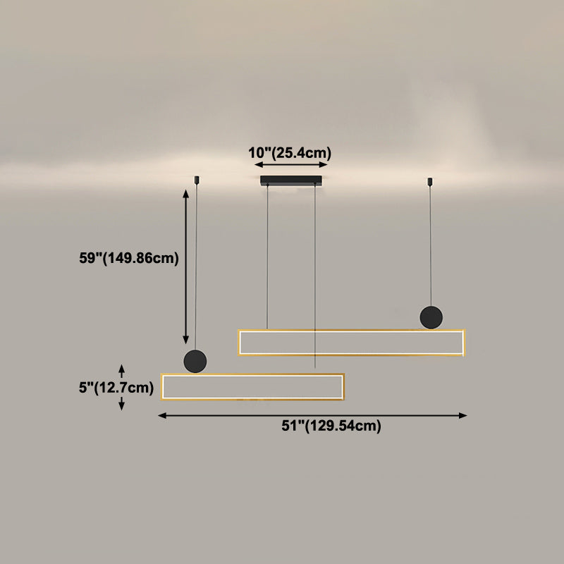 Rechteck Form Island Lichter moderne Metallinselbeleuchtung in Gold