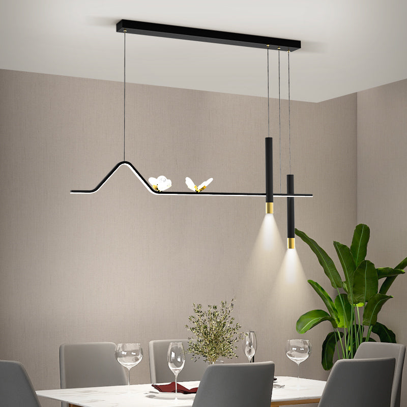 Zeitgenössischer Stil linearer Form Island Lights Metal Island Lighting