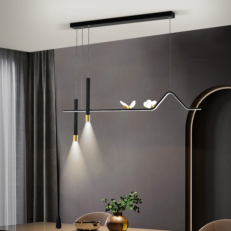 Zeitgenössischer Stil linearer Form Island Lights Metal Island Lighting