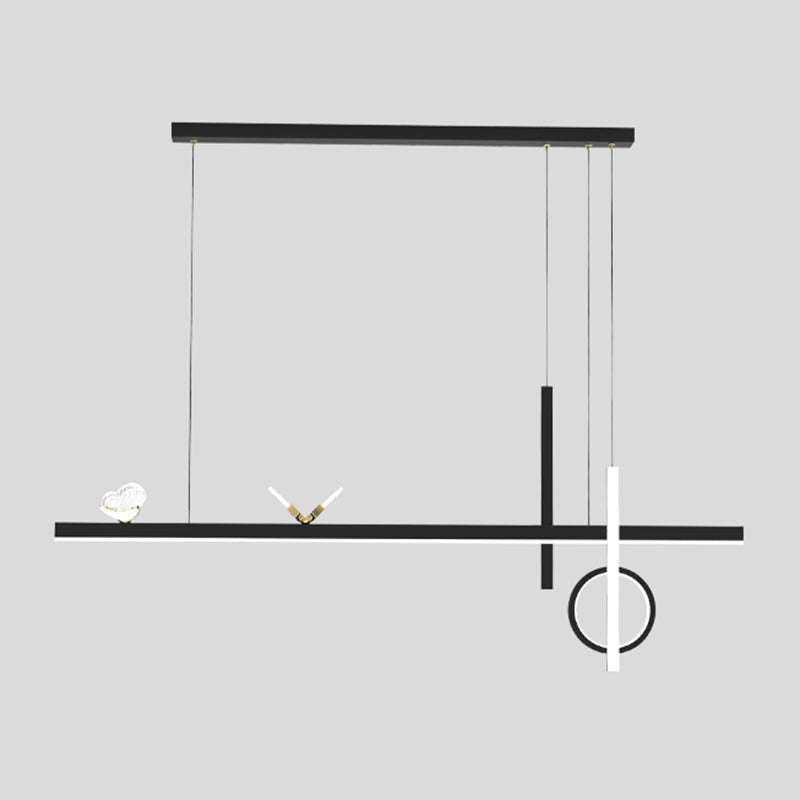 Zeitgenössischer Stil linearer Form Island Lights Metal Island Lighting