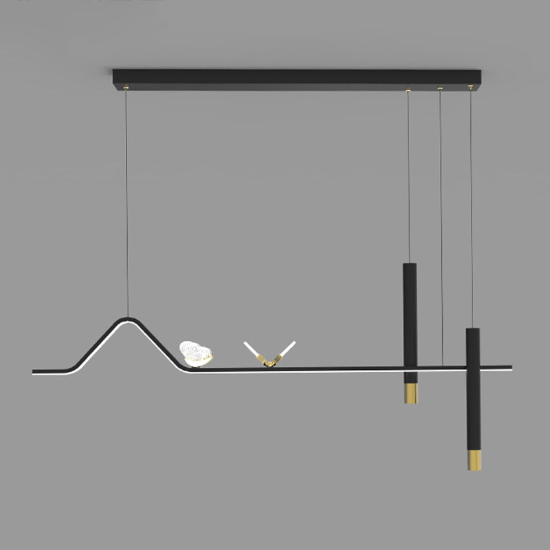 Zeitgenössischer Stil linearer Form Island Lights Metal Island Lighting