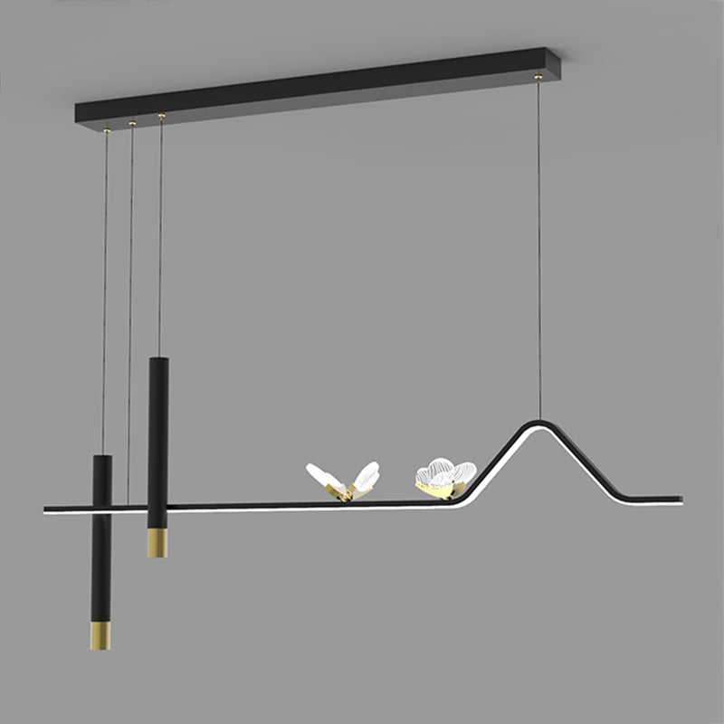 Zeitgenössischer Stil linearer Form Island Lights Metal Island Lighting