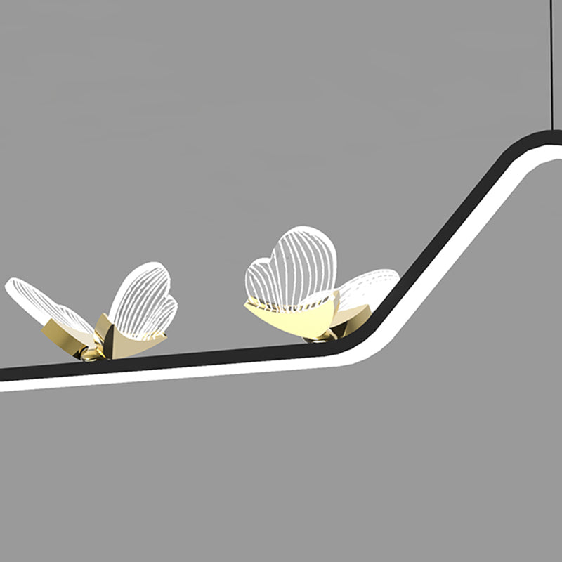 Zeitgenössischer Stil linearer Form Island Lights Metal Island Lighting