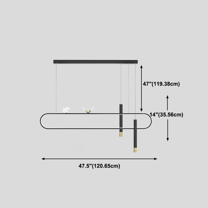 Zeitgenössischer Stil linearer Form Island Lights Metal Island Lighting