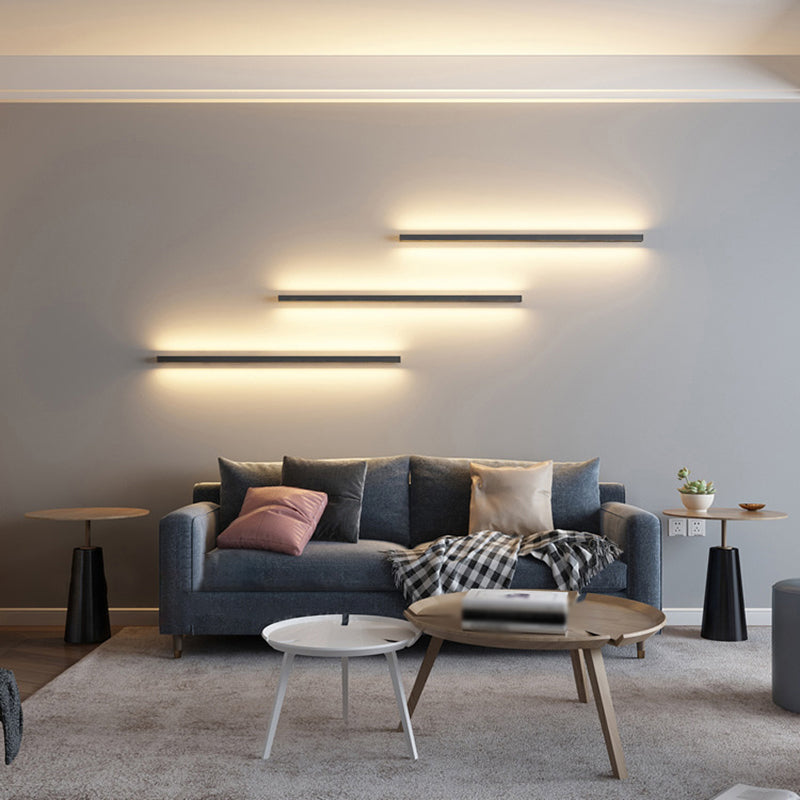 Lampade a parete lineare in stile moderno Idee di illuminazione da parete 1 in nero