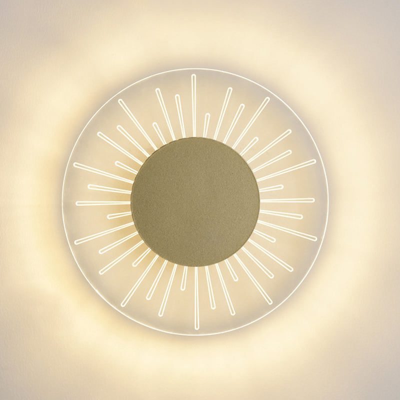 1 Light Round Wall Mounted Lamps Modern Style Metal Wall Sconces