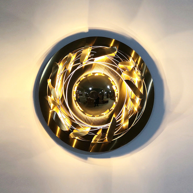Metal Round Sconce Lights Modern Style 1 Light Wall Lighting Fixtures in Gold