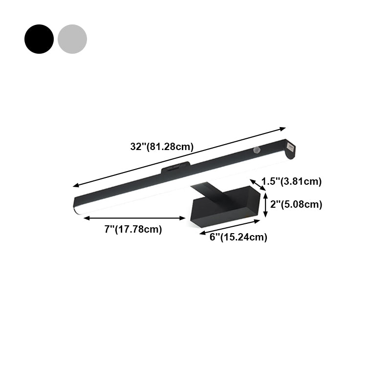 1 Light Thin Vanity Lighting Fixtures Modern Style Metal LED Mirror Lights