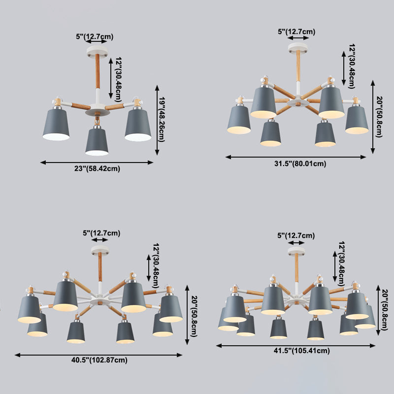 Iluminación colgante geométrica de múltiples luces lámpara de techo de metal de estilo moderno
