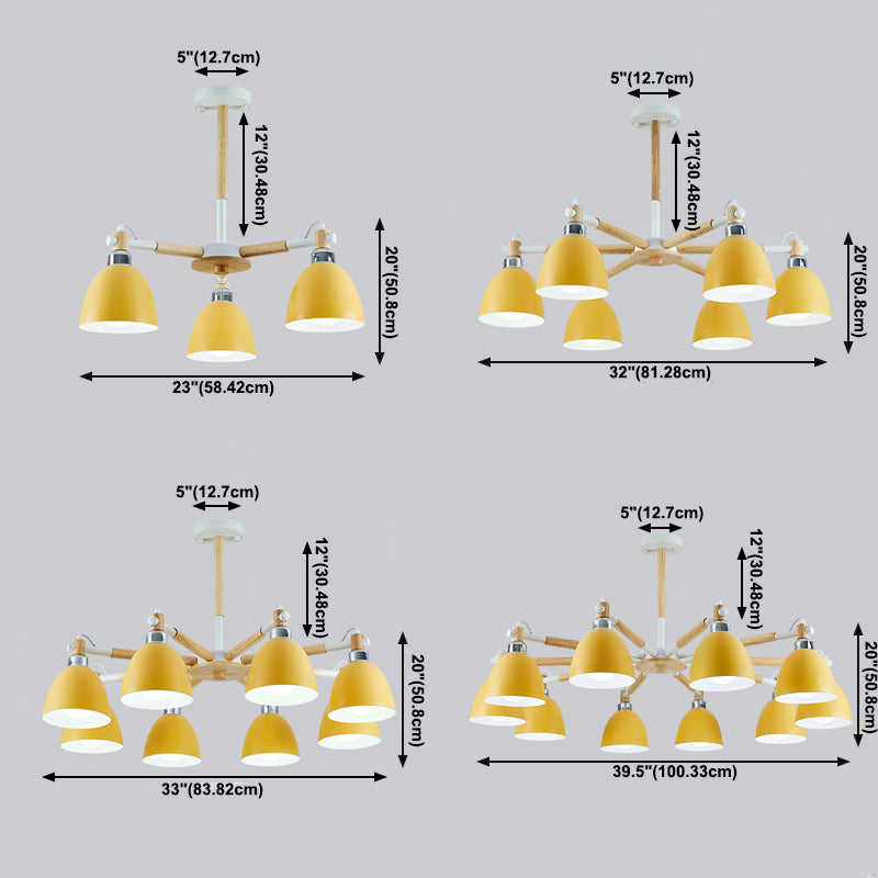 Iluminación colgante geométrica de múltiples luces lámpara de techo de metal de estilo moderno