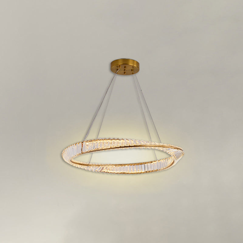 Kristall runde Form hängende Deckenleuchte moderne 1 leichte Anhängerbeleuchtung in Gold