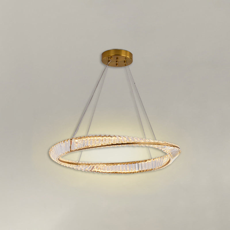 Kristall runde Form hängende Deckenleuchte moderne 1 leichte Anhängerbeleuchtung in Gold