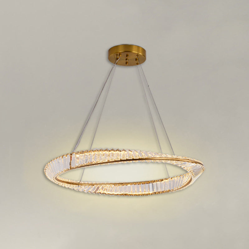 Kristall runde Form hängende Deckenleuchte moderne 1 leichte Anhängerbeleuchtung in Gold