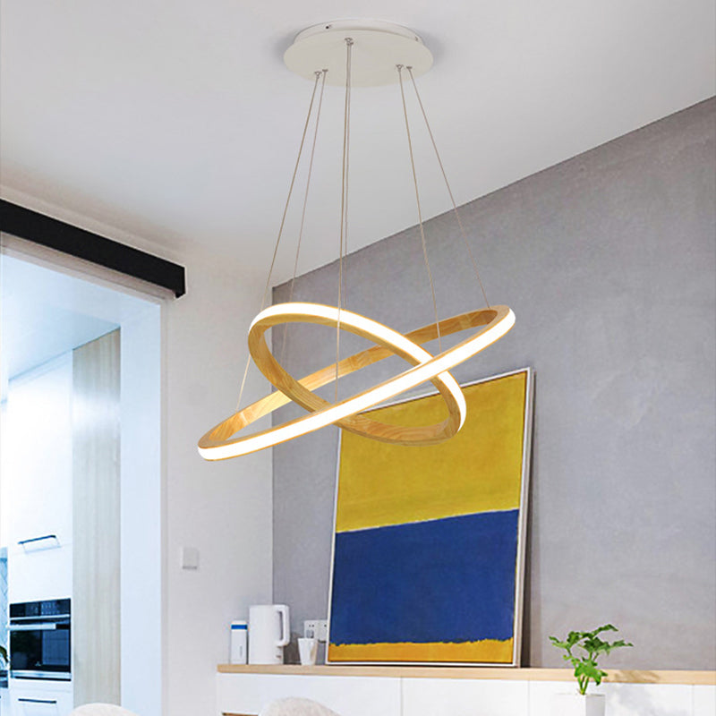 Contemporary Linear Chandelier Lights Wood Chandelier Pendant Light in Brown