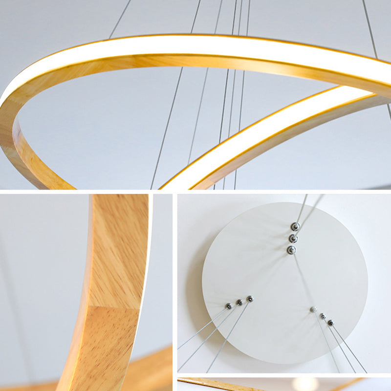 Contemporary Linear Chandelier Lights Wood Chandelier Pendant Light in Brown