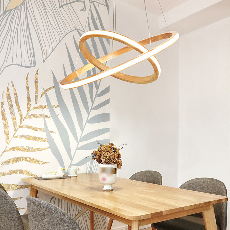 Contemporary Linear Chandelier Lights Wood Chandelier Pendant Light in Brown