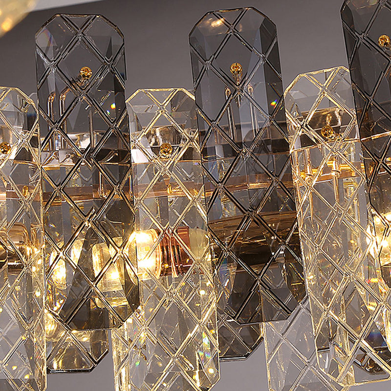 Wheel Shape Pendant Chandeliers Contemporary Style Crystal Chandelier Lights in Grey