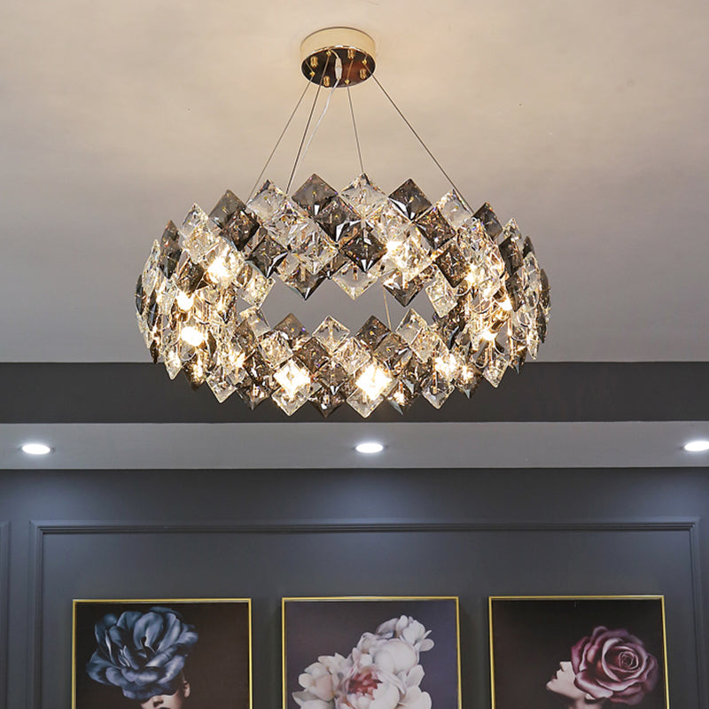 Contemporary Style Wheel Shape Pendant Chandeliers Crystal Chandelier Lights in Grey