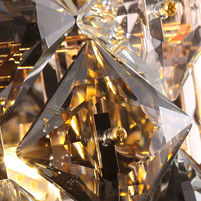 Contemporary Style Wheel Shape Pendant Chandeliers Crystal Chandelier Lights in Grey