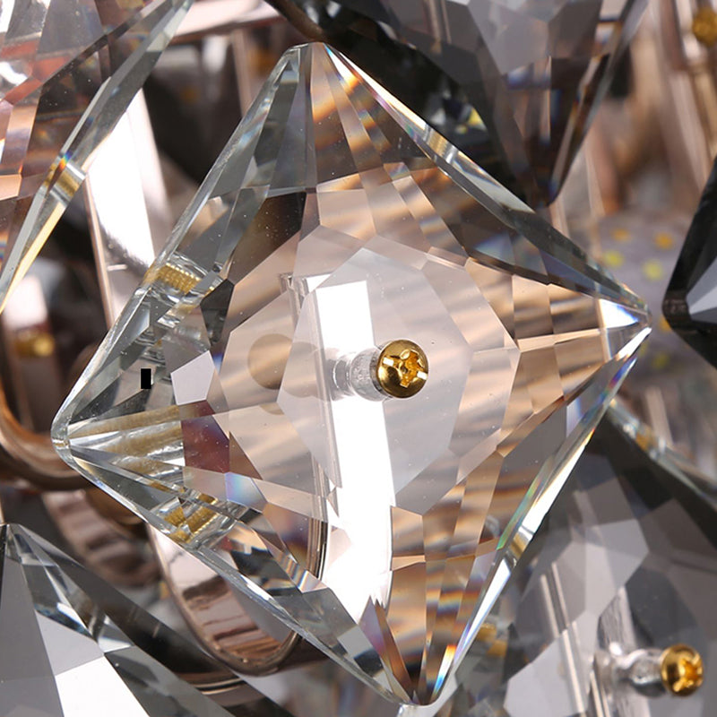 Contemporary Style Wheel Shape Pendant Chandeliers Crystal Chandelier Lights in Grey