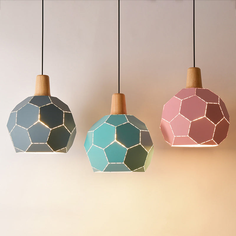 Metal Spherical Shade Hanging Lights Modern Macaron Style 1 Light Hanging Mount Fixture
