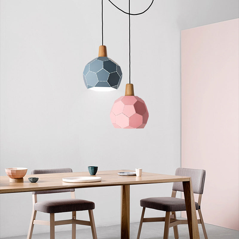 Metal Spherical Shade Hanging Lights Modern Macaron Style 1 Light Hanging Mount Fixture