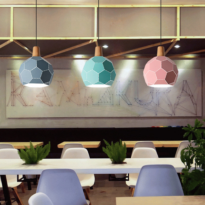 Metal Spherical Shade Hanging Lights Modern Macaron Style 1 Light Hanging Mount Fixture