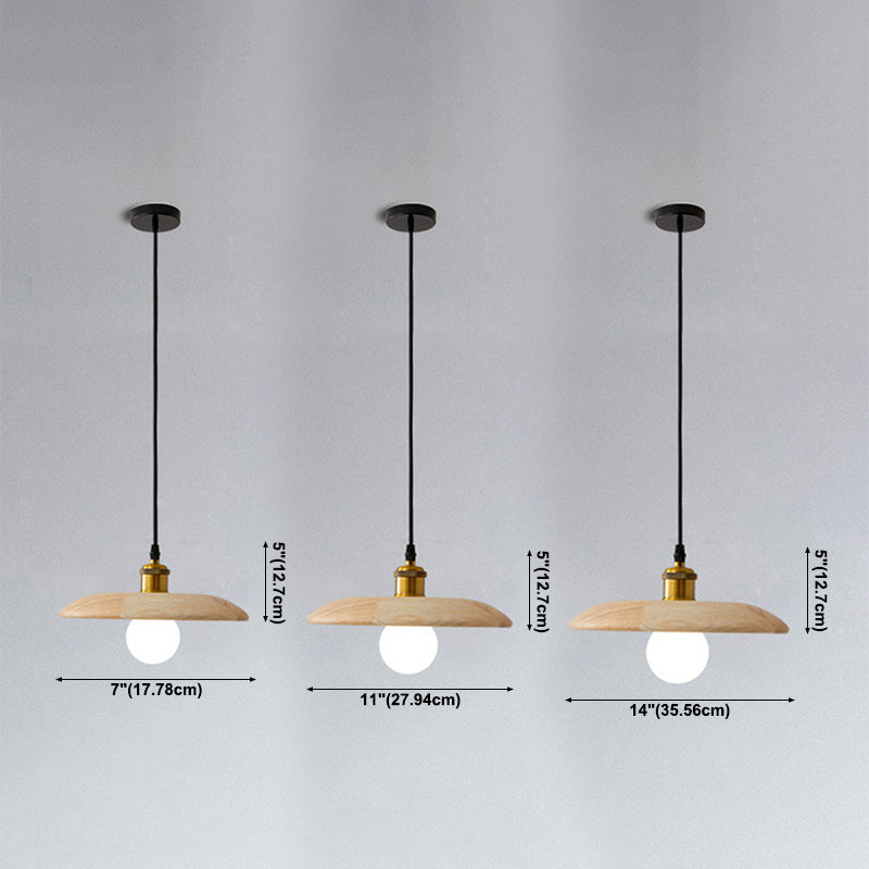 Couvre-pot forme d'éclairage suspendu en bois massif de style moderne 1 lampe de suspension légère pour le chevet