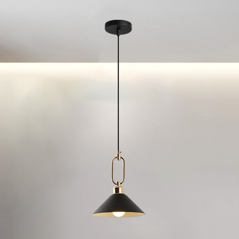 Cone Shape Hanging Lighting Modern Macaron Style Metal 1-Light Hanging Lamp for Bedroom