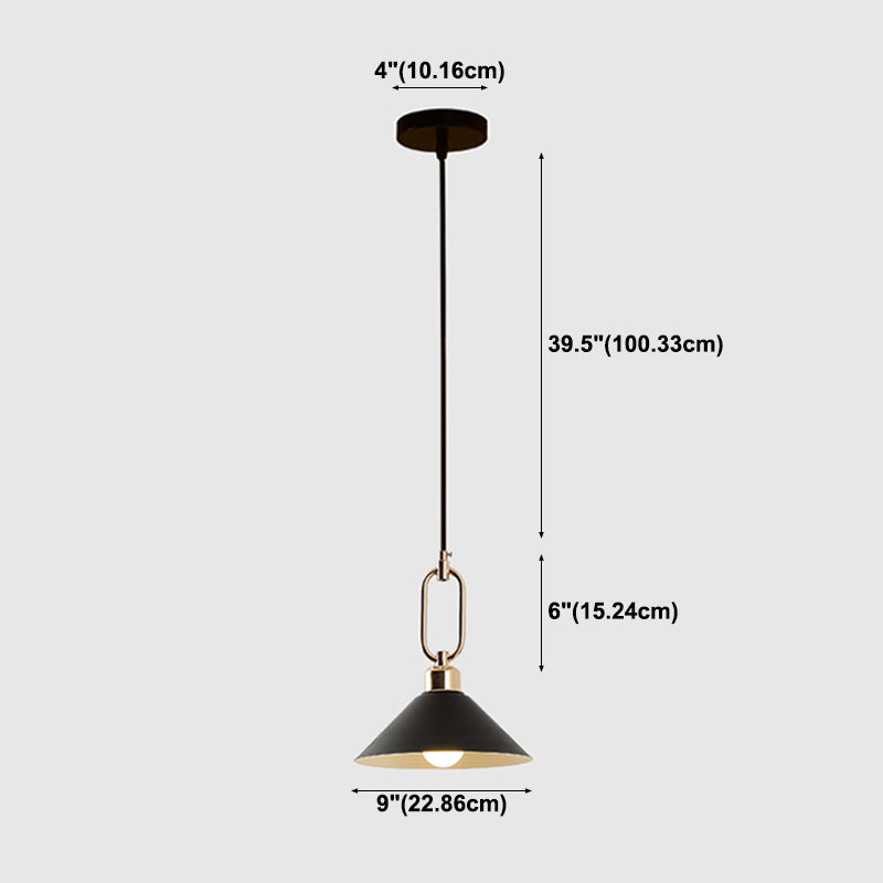 Cone Shape Hanging Lighting Modern Macaron Style Metal 1-Light Hanging Lamp for Bedroom