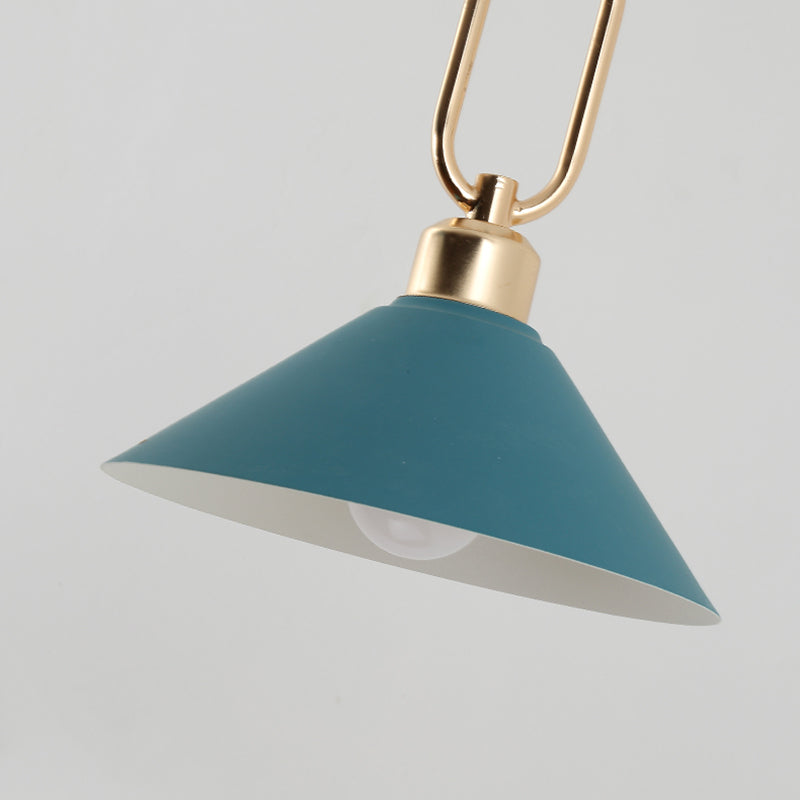 Cone Shape Hanging Lighting Modern Macaron Style Metal 1-Light Hanging Lamp for Bedroom