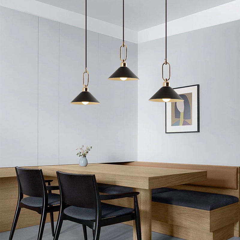 Cone Shape Hanging Lighting Modern Macaron Style Metal 1-Light Hanging Lamp for Bedroom