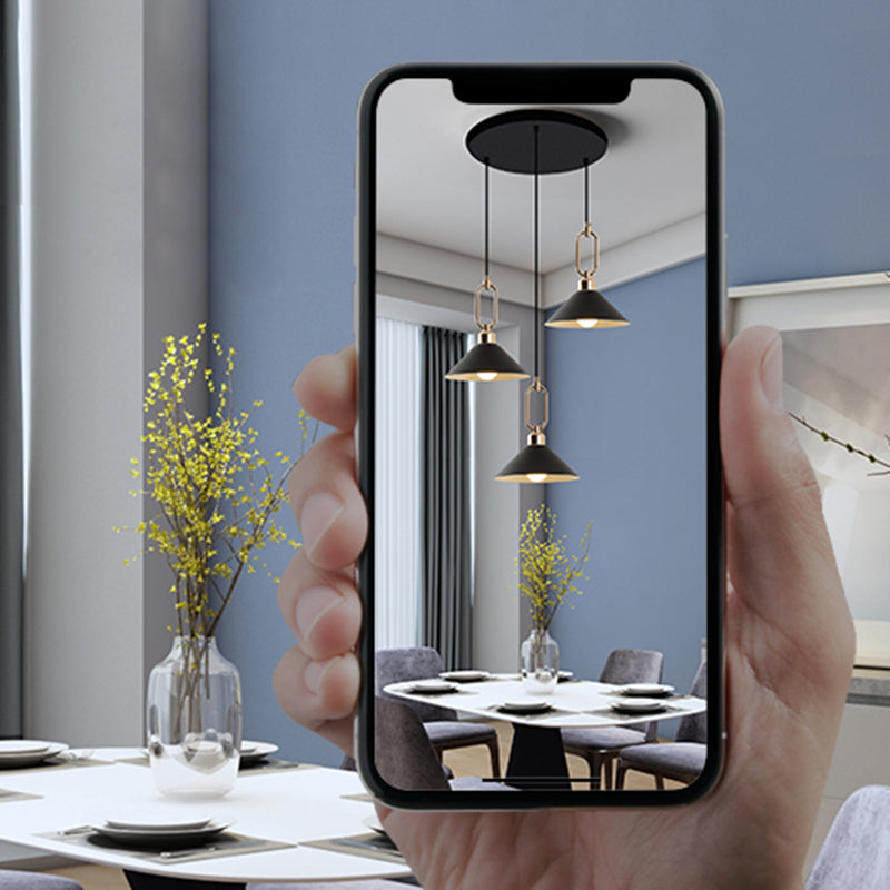 Cone Shape Hanging Lighting Modern Macaron Style Metal 1-Light Hanging Lamp for Bedroom