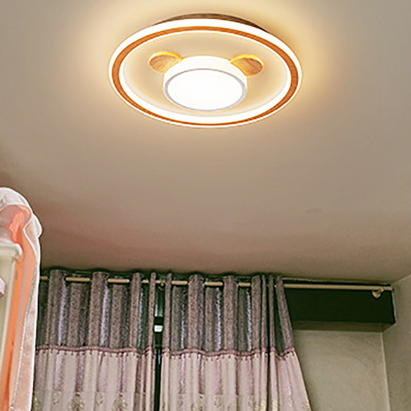 Nordic Style Flush Mount Ceiling Light Geometric Wood LED Flush Ceiling Light for Bedroom