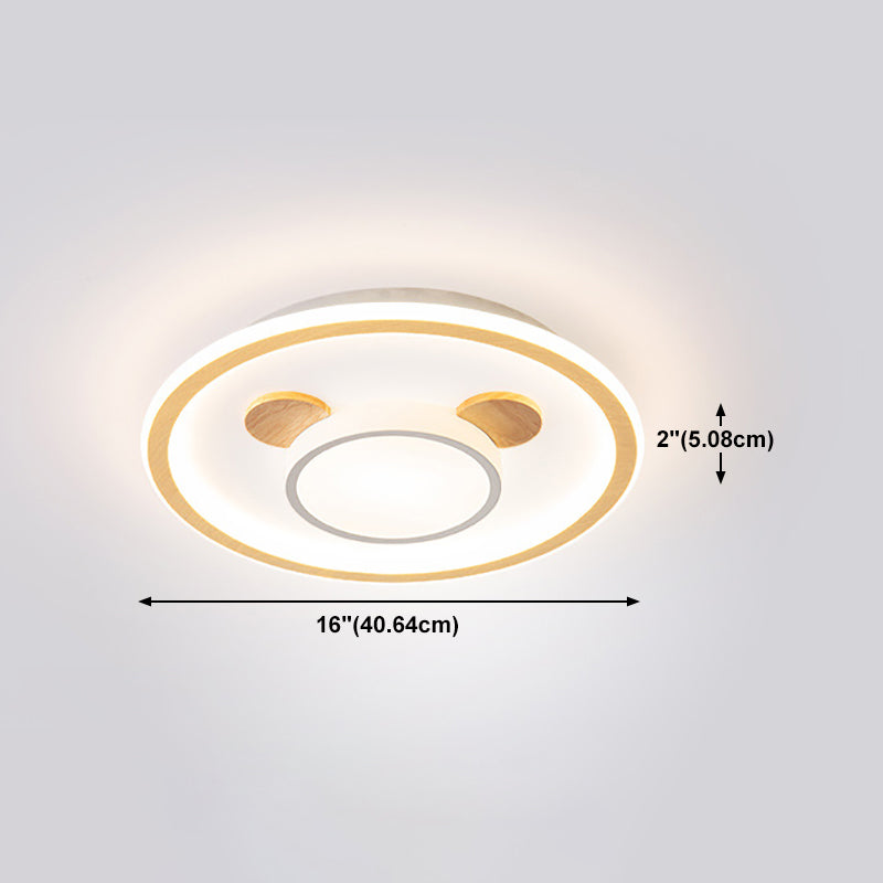 Nordic Style Flush Mount Ceiling Light Geometric Wood LED Flush Ceiling Light for Bedroom