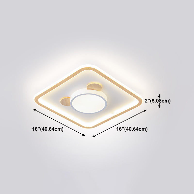 Nordic Style Flush Mount Ceiling Light Geometric Wood LED Flush Ceiling Light for Bedroom