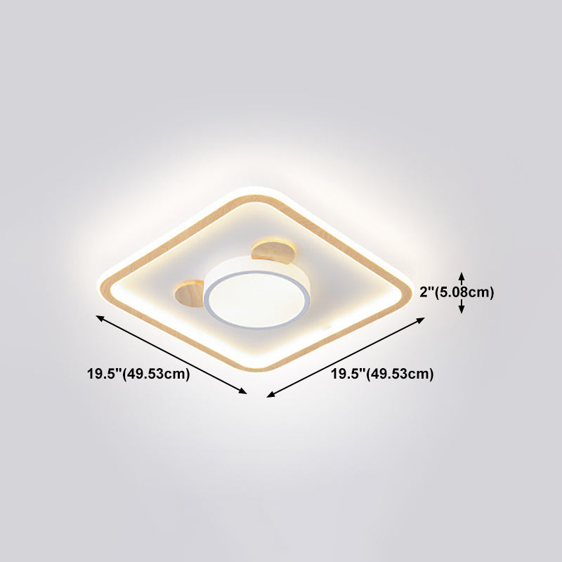 Nordic Style Flush Mount Ceiling Light Geometric Wood LED Flush Ceiling Light for Bedroom