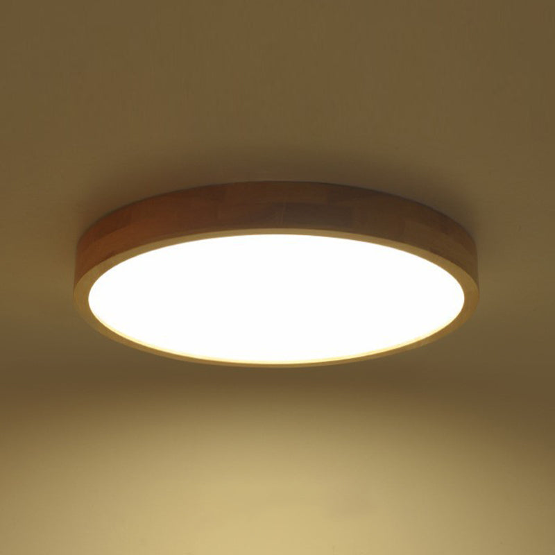 Houten Cirkel Flush-Mount Light Armatuur Moderne LED Flush Mount Plafond Licht