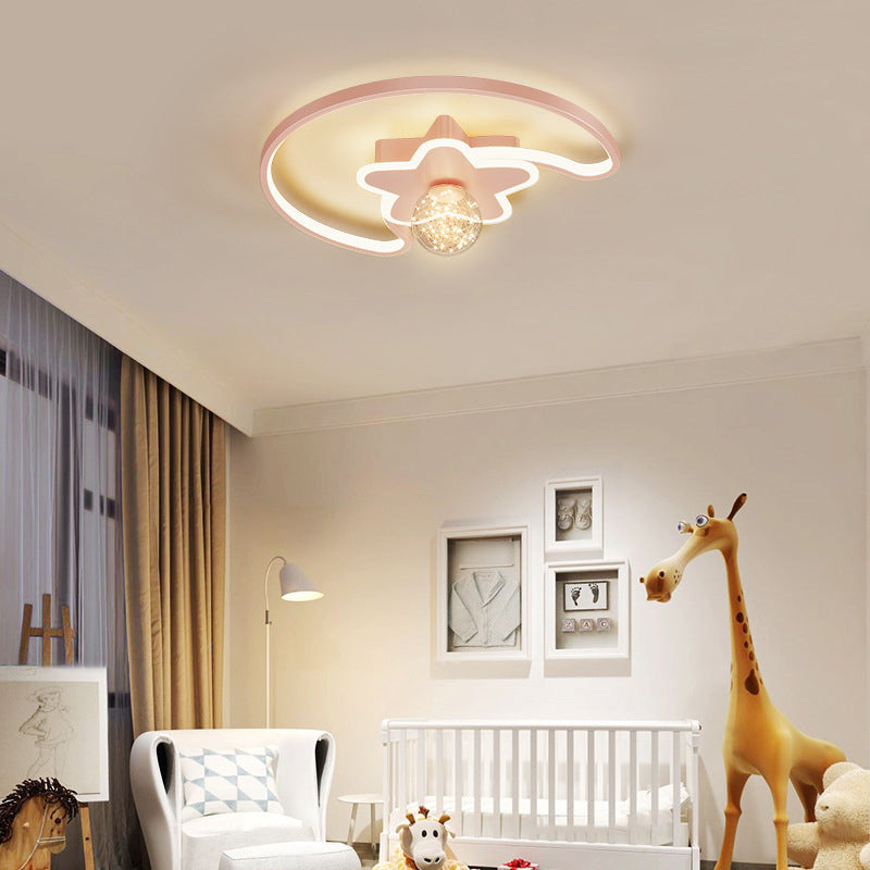 Plafondlamp met metalen kap, eenvoud-stijl LED-plafondmontageverlichting voor slaapkamer