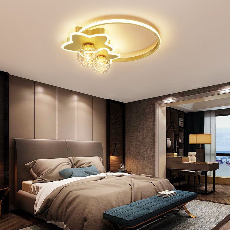 Plafondlamp met metalen kap, eenvoud-stijl LED-plafondmontageverlichting voor slaapkamer